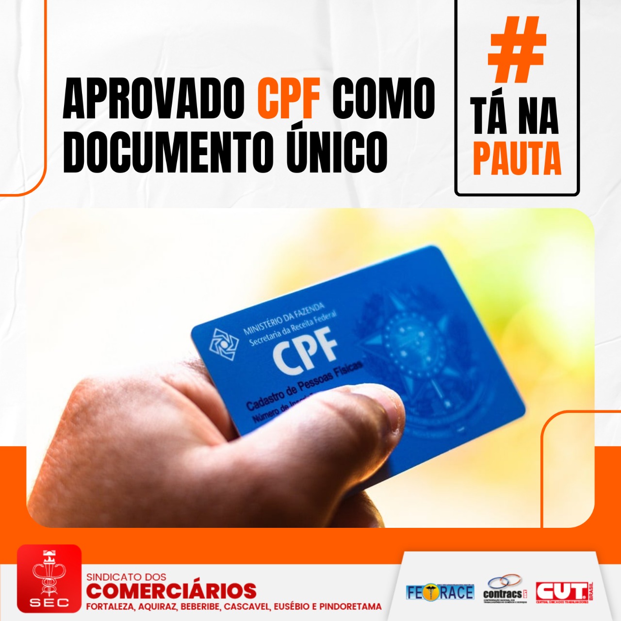 Aprovado Cpf Como Documento único Sindicato Dos Comerciários De Fortaleza 6819